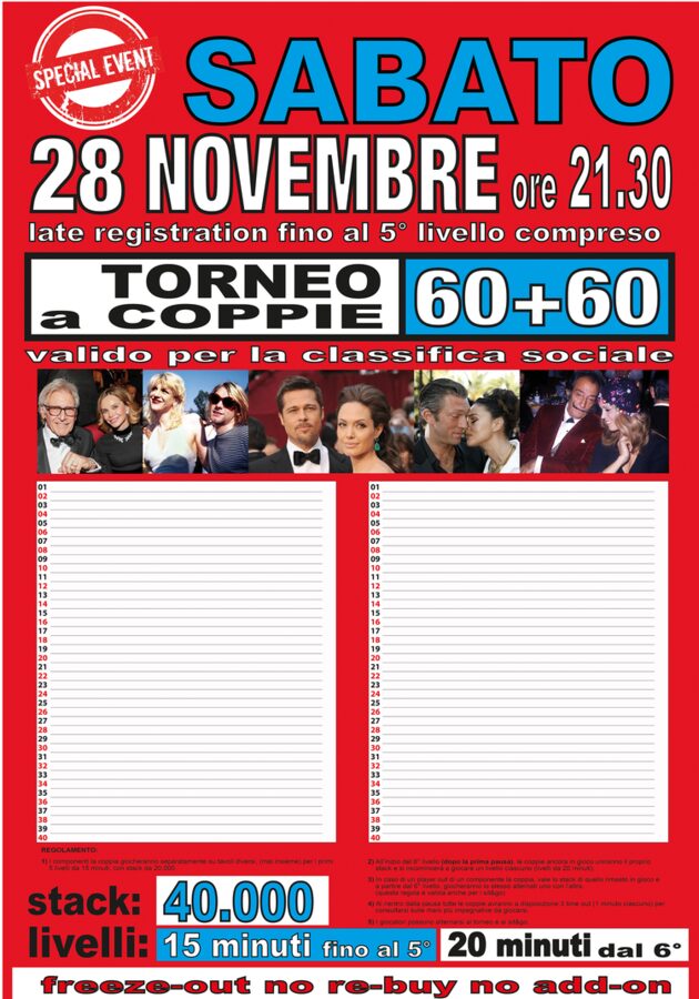 Locandina torneo a coppie